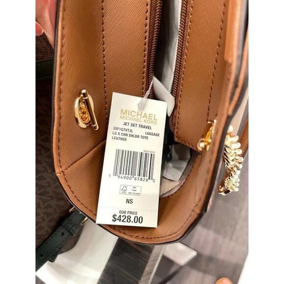 Michael Kors 35F1GTVT3L Jet Set Travel Large Chain Shoulder Tote Bag Leather - Picture 4 of 9